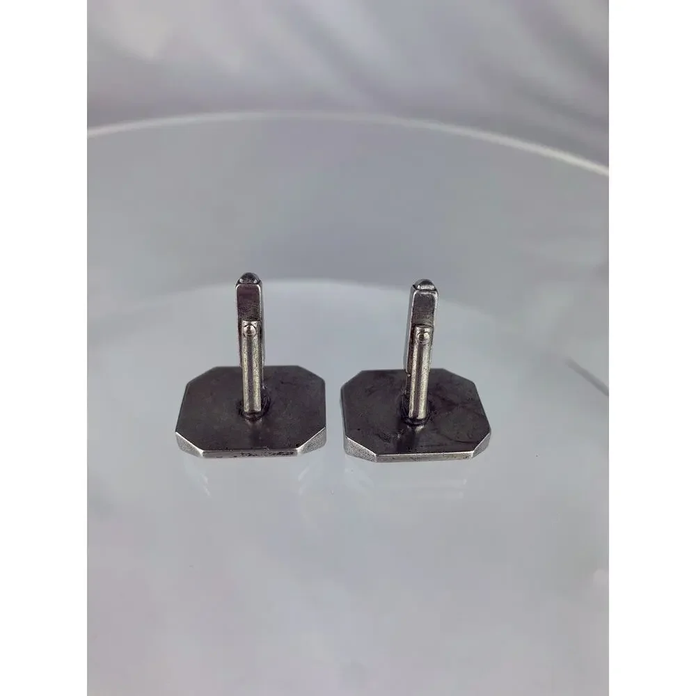 Large Sterling Silver Cufflinks Anson Engravable Statement Heavy 26.5g VTG M1